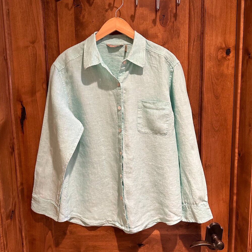 Tommy Bahama Long-sleeved 100% Linen Button Down Blouse Size Medium